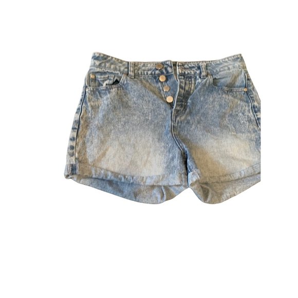 CP JEANS Vintage Style High Waist Button Fly Mom Jean Blue Denim Cuffed Shorts-5 - Picture 12 of 13